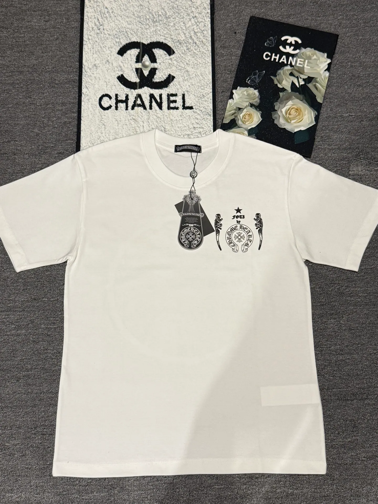 （ ） :YH 025 CH LOGO 1:1 Same Style 32 Breathable 1x 1 oversize 1:1 :White Black Size:S-XL
